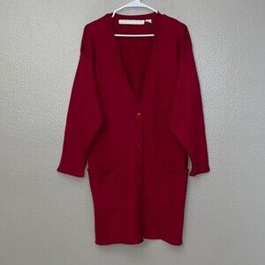 Rondina Womans Button-Up Longline Cardigan Medium Red Button up
